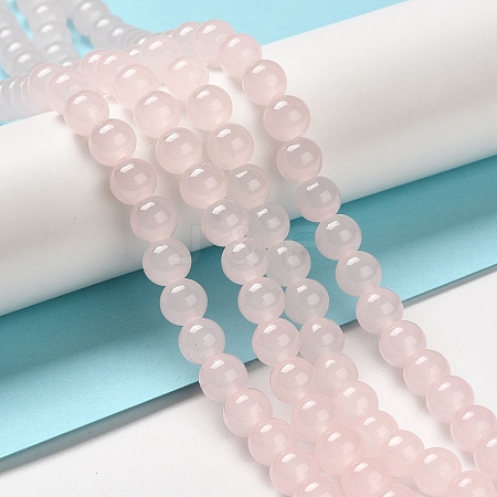 Baking Painted Imitation Jade Glass Round Bead Strands DGLA-Q021-8mm-02-1