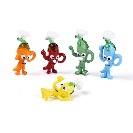 Handmade Lampwork Cartoon Pepper Chef Display Decorations LAMP-T025-13M-1