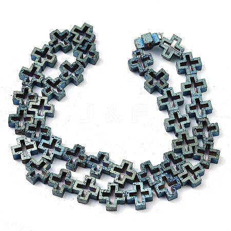 Electroplated Natural Lava Rock Beads Strands G-K388-02C-1