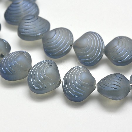 Frosted Electroplate Glass Shell Beads Strands X-EGLA-M002-B01-1