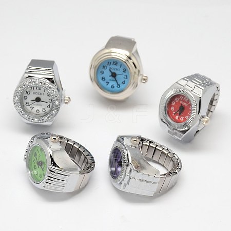 Mixed Stretch Watch Band Alloy Finger Ring Watches WACH-M005-M-1