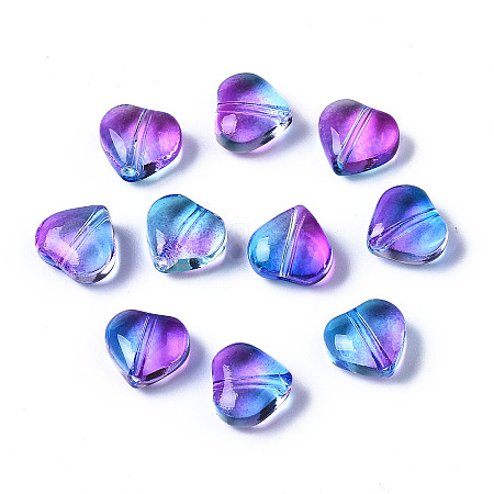 Two Tone Transparent Spray Painted Glass Beads X-GGLA-S054-012D-02-1
