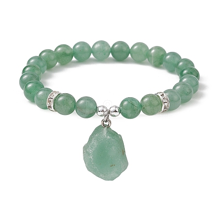 Natural Green Aventurine & Synthetic Hematite Beaded Stretch Bracelet BJEW-JB09760-02-1