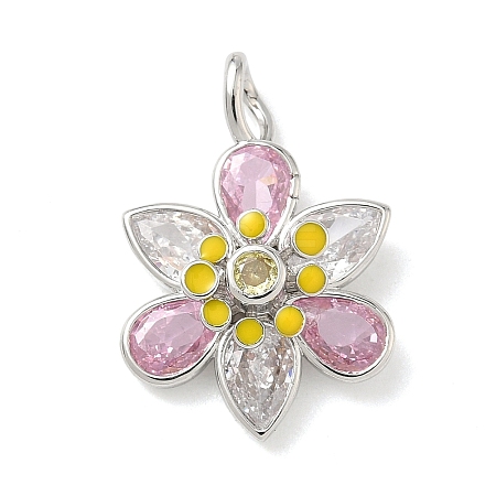 Brass Micro Pave Cubic Zirconia Pendants KK-P342-09P-1