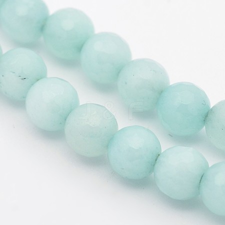 Dyed Faceted Round Natural White Jade Beads Strands G-E302-095-8mm-1-1