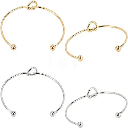 Unicraftale 4Pcs 2 Colors 304 Stainless Steel Love Knot Cuff Bangle Making MAK-UN0001-38-1