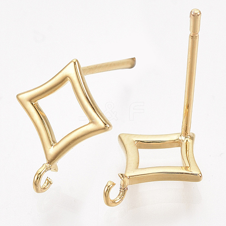 Brass Stud Earring Findings X-KK-Q762-014G-NF-1