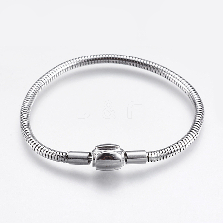 Tarnish Resistant 304 Stainless Steel European Style Round Snake Chains Bracelet Making STAS-I097-005B-P-1