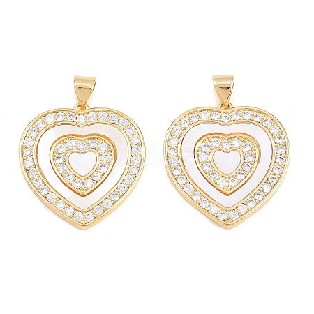 Valentine's Day Brass Micro Pave Clear Cubic Zirconia Pendants ZIRC-F148-12A-G-1