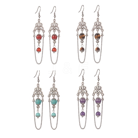 Gemstone Dangle Earrings EJEW-TA00207-1