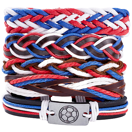 Leather Cord Braided Bracelets Set for Men Women BJEW-CL0001-43A-1