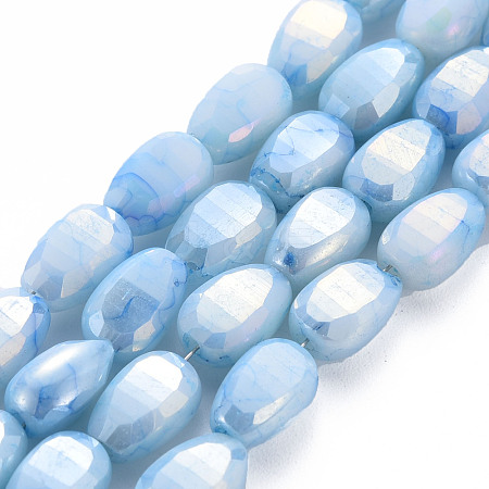 Opaque Baking Painted Crackle Glass Beads Strands EGLA-S174-21D-1