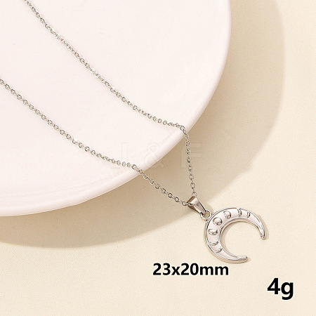 Stainless Steel Double Horn Pendant Necklaces LL9510-5-1