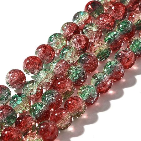 Christmas Theme Crackle Glass Beads Strands X1-CCG-C002-8mm-12-1