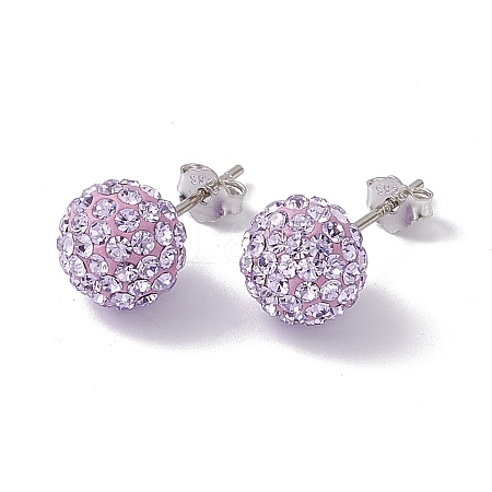 Gifts for Her Valentines Day 925 Sterling Silver Austrian Crystal Rhinestone Ball Stud Earrings for Girl Q286H191-1