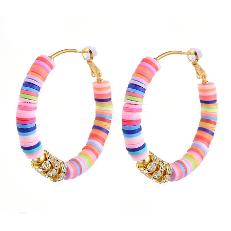 Heishi Beaded Hoop Earrings X-EJEW-JE04081-1