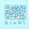 60Pcs 6 Styles Christmas Theme Printed Wood Beads WOOD-FS0001-33-7