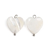Natural Shell Heart Pendants STAS-D378-34P-1