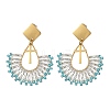 304 Stainless Steel with Glass Seed Beads Hoop Dangle Earrings EJEW-MZ00824-02-2