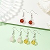 3 Pairs Brass Natural & Synthetic Mixed Stone Dangle Earrings EJEW-JE06588-1
