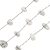 304 Stainless Steel with Natural Howlite Chip Link Chains CHS-G038-09P-08-1