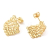 Brass Rhombus Net Stud Earrings EJEW-G382-08G-2