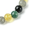 Natural Labradorite & Citrine & Black Onyx(Dyed & Heated) & Moss Agate Round Beaded Stretch Bracelets BJEW-JB10910-06-4