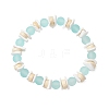 Transparent Glass Round Beads & Natural White Shell & Wood Beads Stretch Bracelets for Men Women BJEW-JB11846-02-2