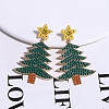 Christmas Trees with Star Alloy Dangle Stud Earrings for Women EJEW-Z078-03B-1