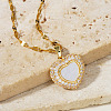 Elegant Heart-shaped Brass Clear Cubic Zircon Pendant Dapped Chain Necklaces for Women MS3018-5