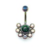 304 Stainless Steel Pave Colorful Cubic Zirconia Curved Barbell Belly Rings FS-WG9F3DF-07-1