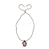 Natural Rose Quartz Tortoise Pendant Necklace NJEW-K258-02F-1