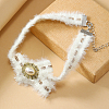 Alloy Pave Imitation Pearl Bowknot Fluffy Plush Choker Necklaces for Women HW5104-1-3