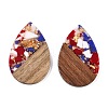 Transparent Resin & Walnut Wood Big Pendants RESI-T058-05H-2