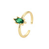 Glass Oval Open Cuff Ring RJEW-S049-014G-3