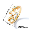 Exquisite Brass Cubic Zirconia Willow Leaf Cuff Rings for Women UN6923-3-1