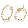 Brass Micro Pave Clear Cubic Zirconia Stud Earring Findings KK-R130-038-NF-2