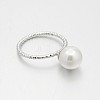Brass Acrylic Pearl Finger Rings for Wedding Jewelry RJEW-J061-P-2