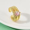 Brass Micro Pave Cubic Zirconia Open Cuff Rings for Women RJEW-U059-01G-01-3