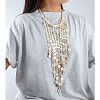 Resin Disc Long Tassel Cotton Rope Bib Necklaces with Alloy End Chains for Women FS-WG31146-01-1