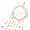 Wire Wrapped Natural Rose Quartz Chips Ring Hanging Ornaments HJEW-JM02371-02-4