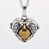 Antique Silver Brass Pregnancy Chime Ball Heart Cage Pendant Necklaces NJEW-F053-06AS-05-1