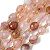 Natural Red Hematoid Quartz/Ferruginous Quartz Beads Strands G-F809-A02-01-2