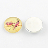 Half Round/Dome Bird Pattern Glass Flatback Cabochons for DIY Projects X-GGLA-Q037-25mm-M07-2