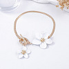 Alloy Enamel Flower Charm Brass Snake Chain Anklets for Women WG4EB39-02-1