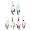Star Glass Seed Beaded Dangle Tassel Earrings EJEW-MZ00777-2