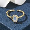 Rectangle Brass Micro Pave Cubic Zirconia Cuff Rings RJEW-Z111-04G-4