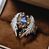 Alloy Rhinestone Wing Cuff Open Rings for Women WG253F1-01-2