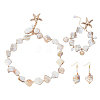 Shell Beaded Charm Bracelets and Rhombus Dangle Earrings and Pendant Necklaces for Women SJEW-ME0001-11-1