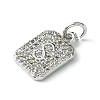 Rack Plating Brass Micro Pave Clear Cubic Zirconia Charms KK-G501-01S-P-2
